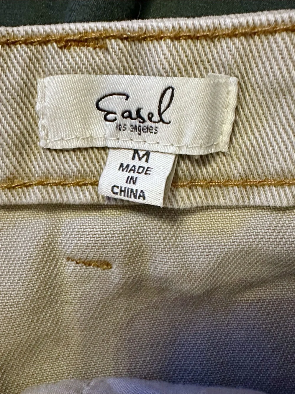 NWT Easel Los Angeles Distressed Denim Skirt Khaki Size Medium